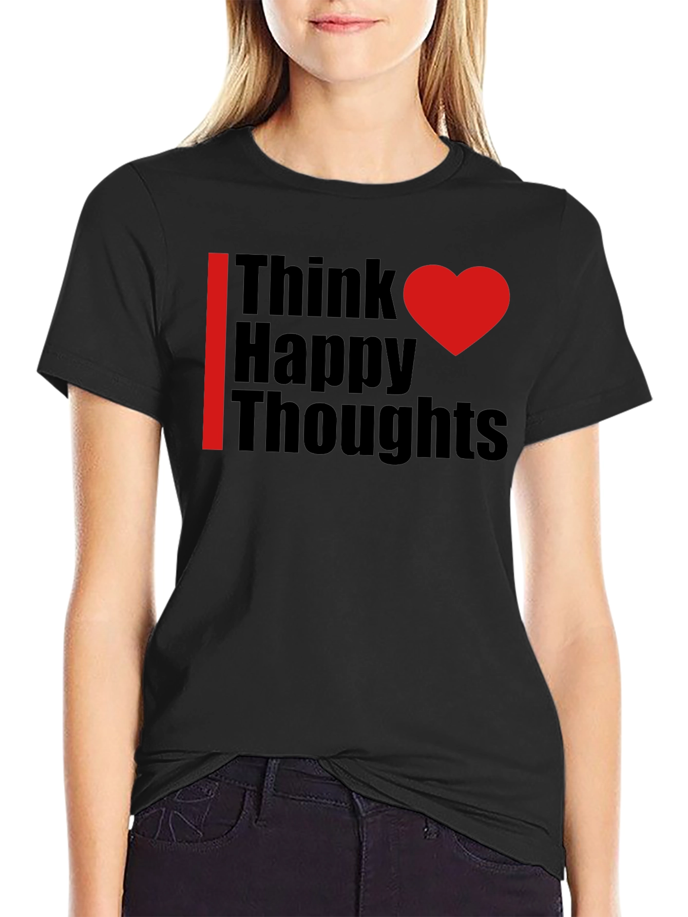 Think Happy Thoughts Black Graphic Tee