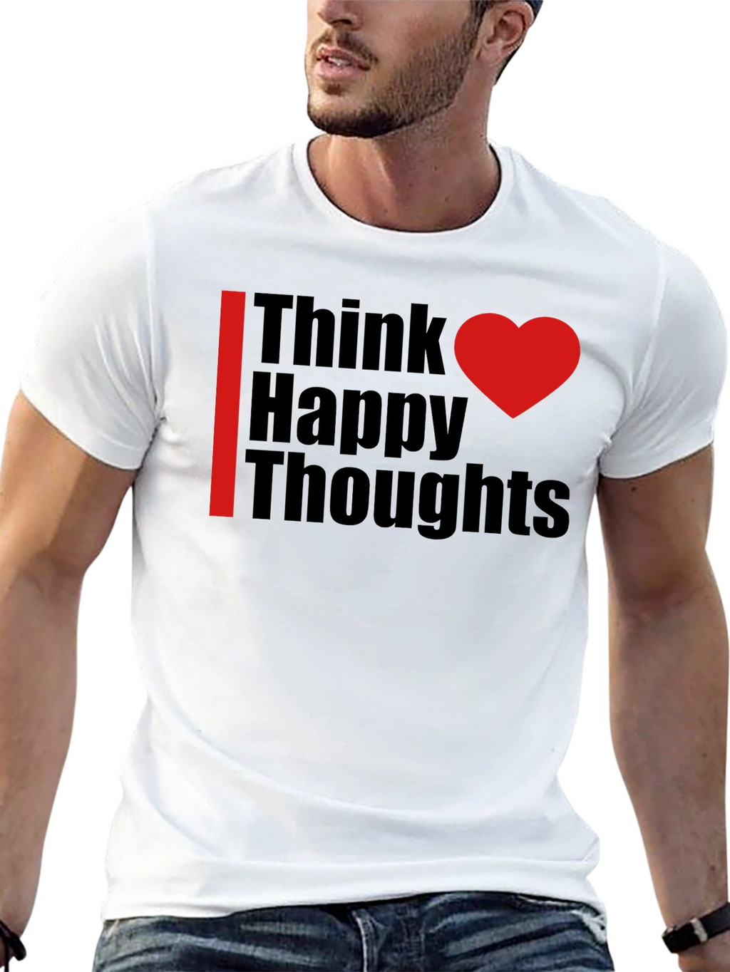 Think Happy Thoughts Black Graphic Tee