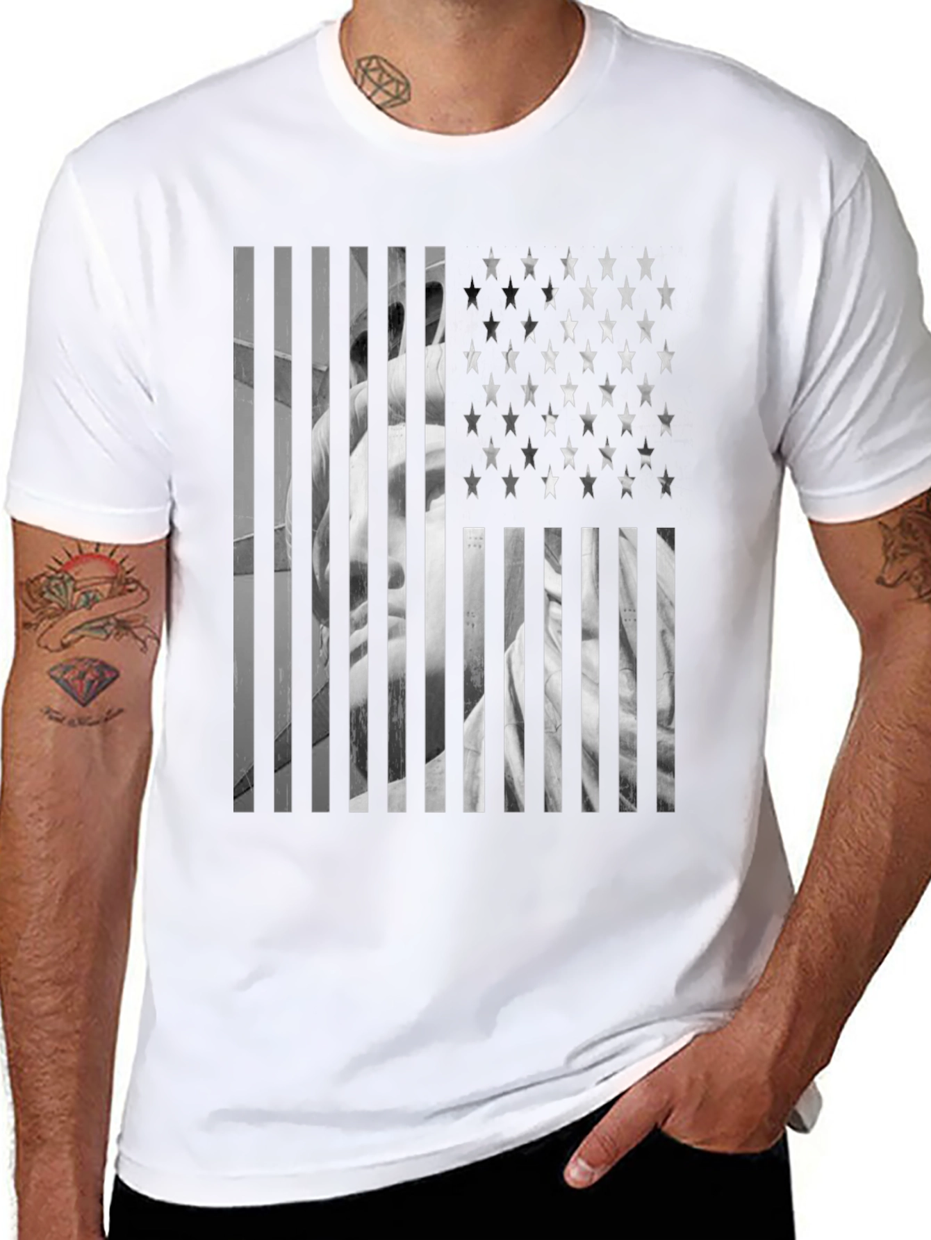 American Flag Statue T-Shirt