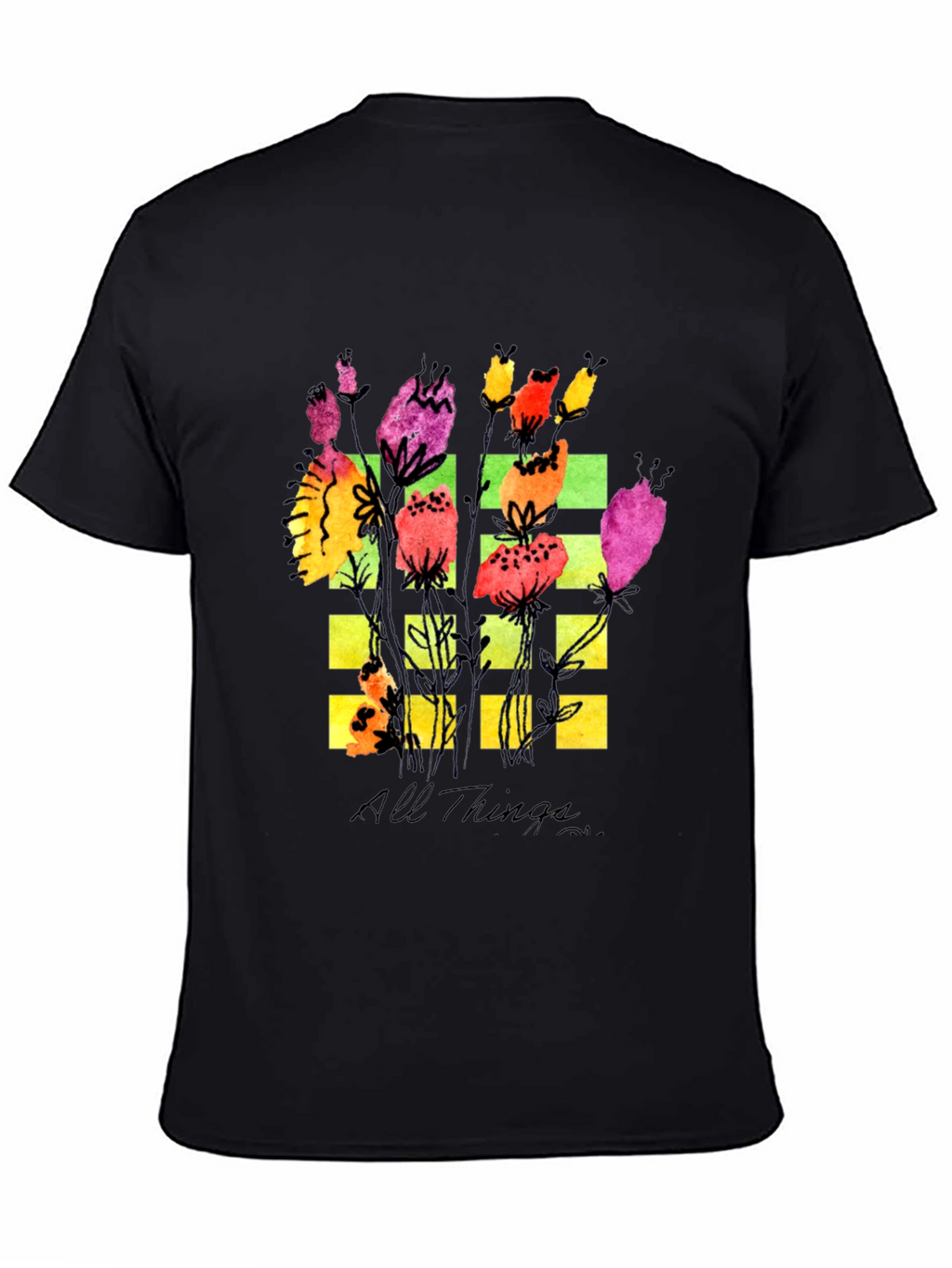 Floral Grid Graphic T-Shirt - All Things Design