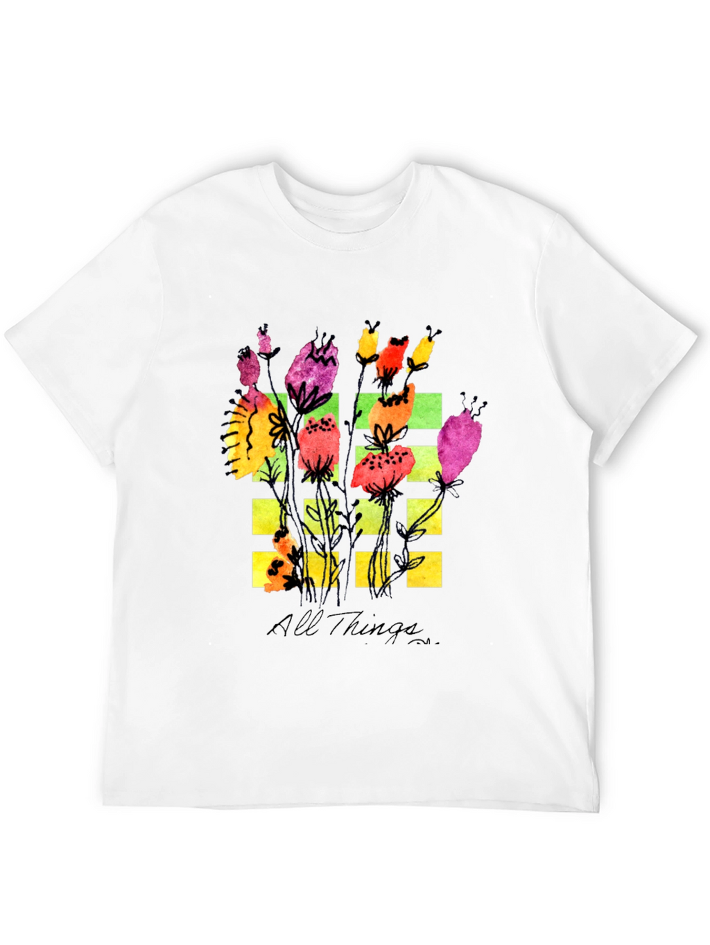 Floral Grid Graphic T-Shirt - All Things Design