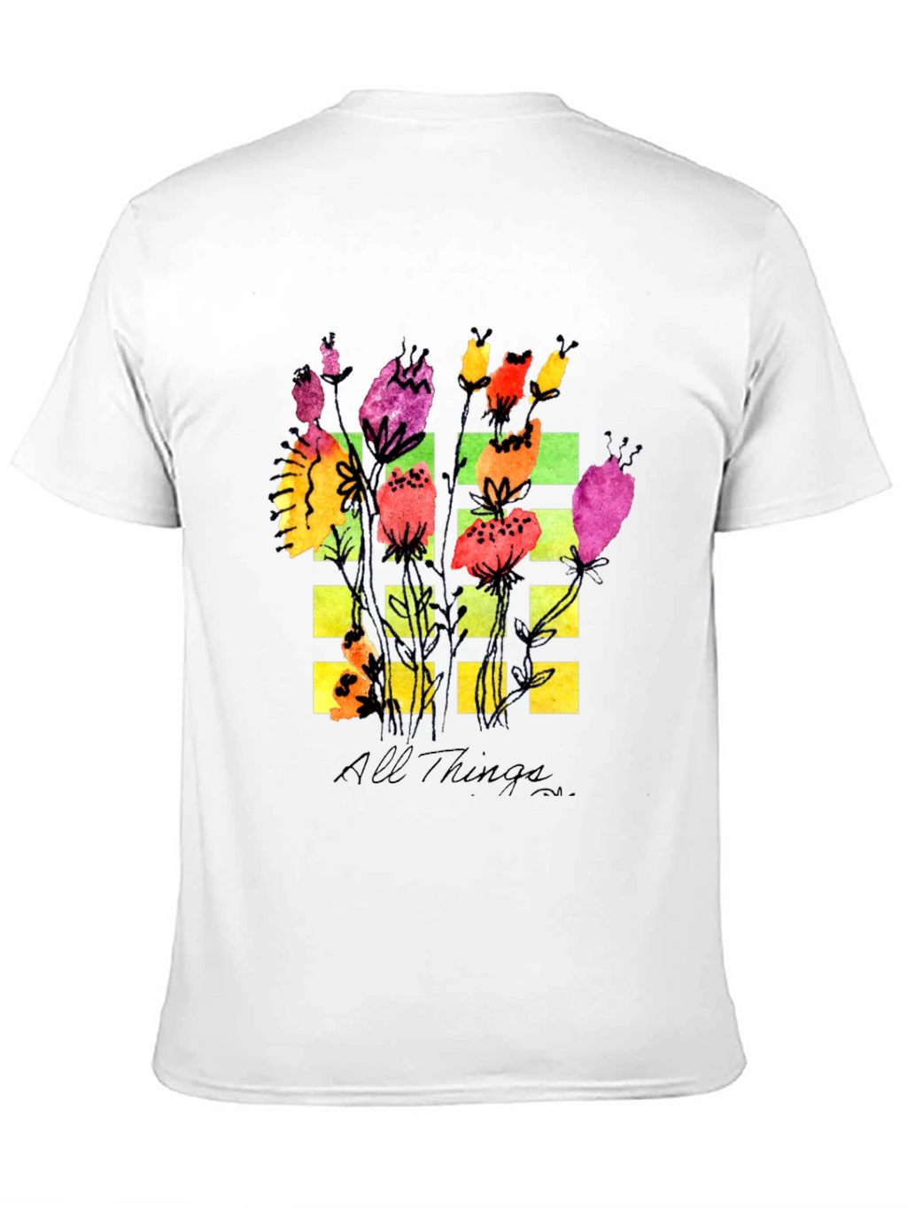 Floral Grid Graphic T-Shirt - All Things Design