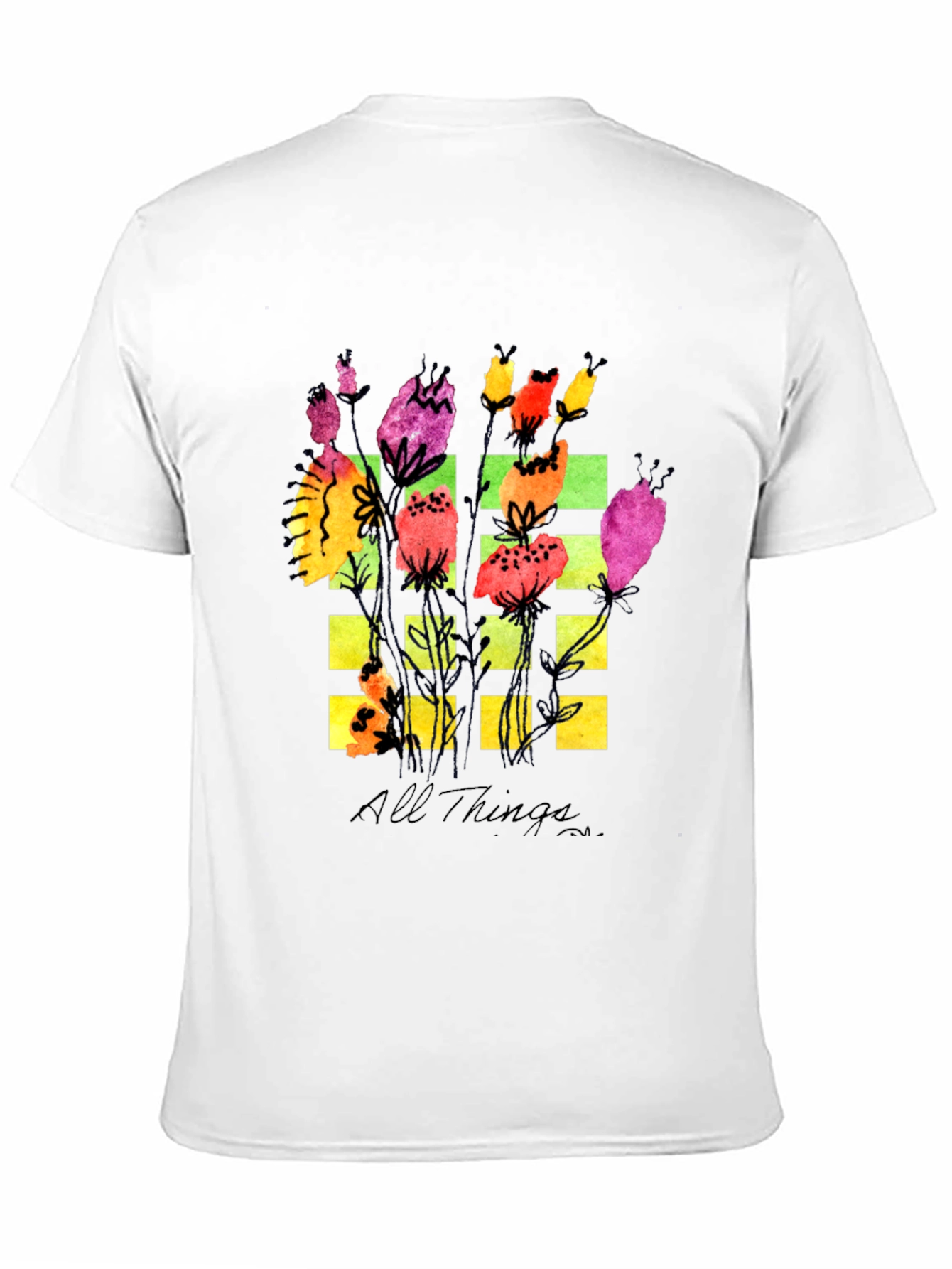 Floral Grid Graphic T-Shirt - All Things Design