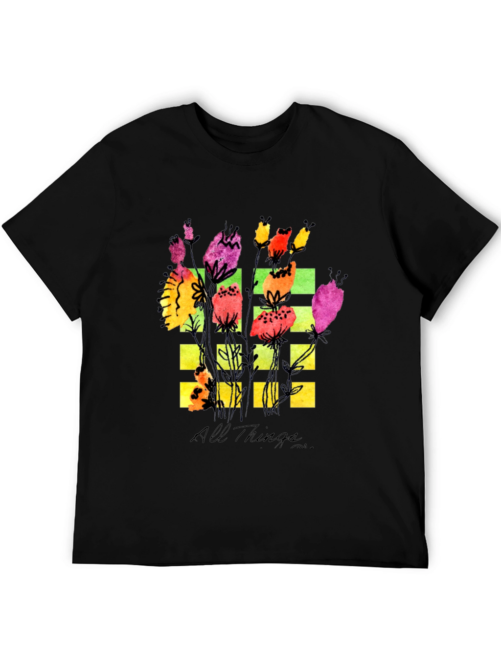 Floral Grid Graphic T-Shirt - All Things Design