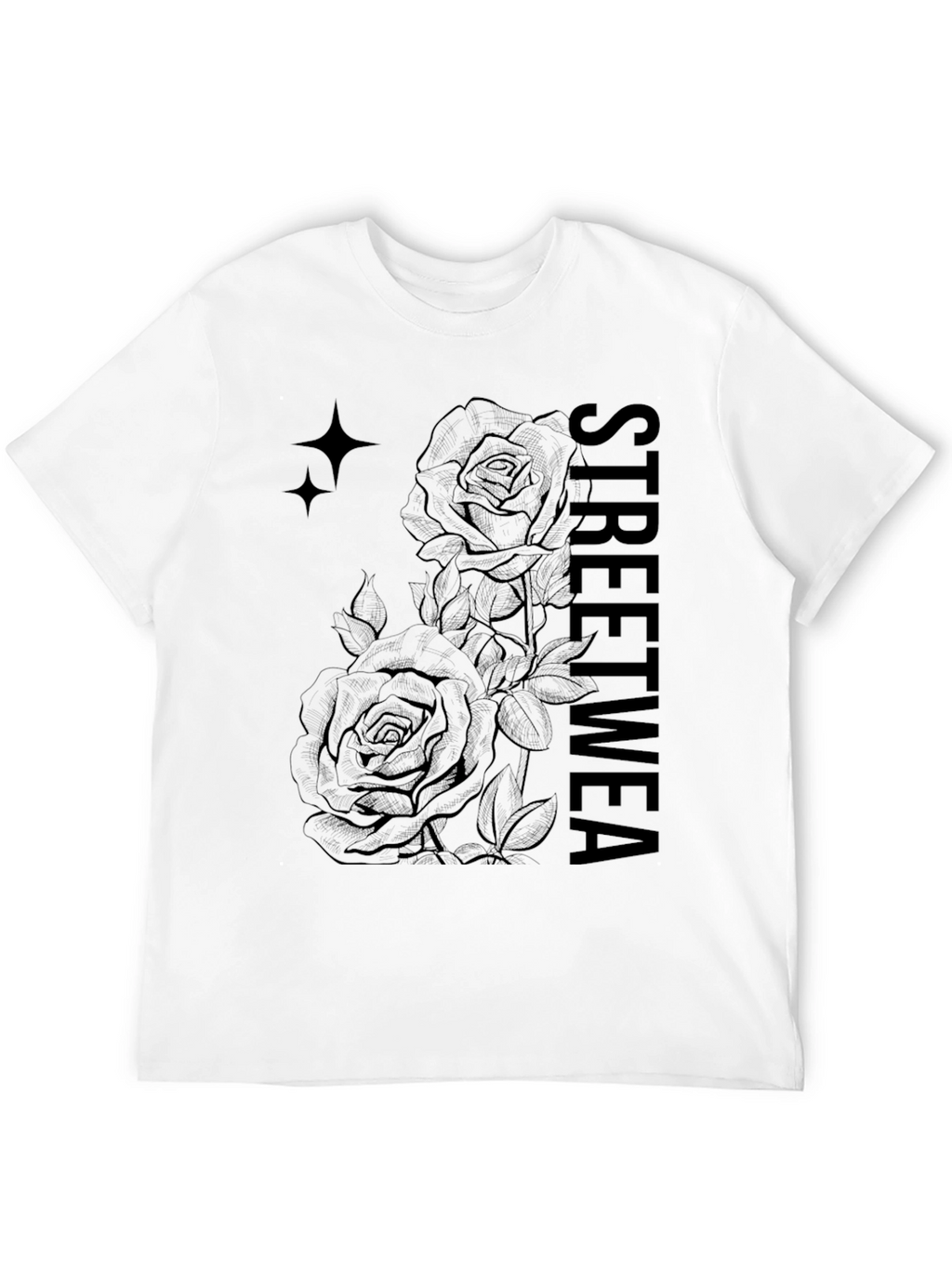 Black Streetwear Rose Graphic Tee