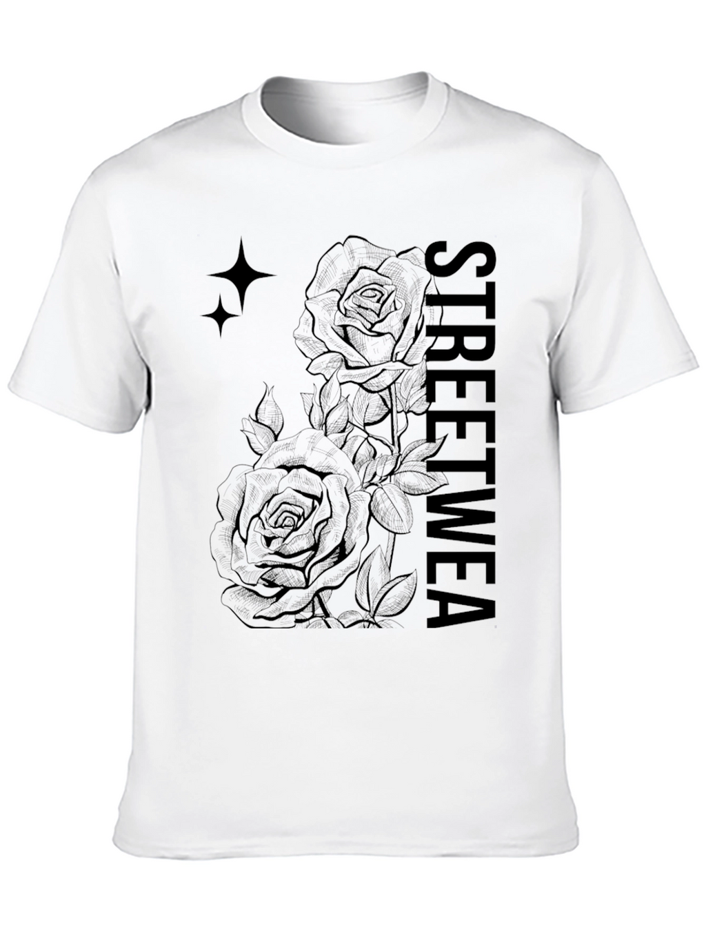 Black Streetwear Rose Graphic Tee