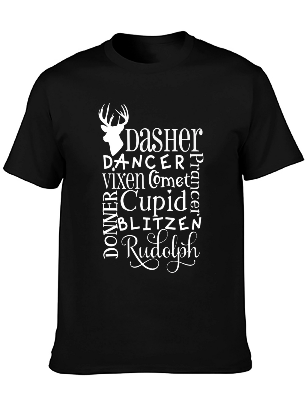 Reindeer Names Christmas T-Shirt - Holiday Apparel