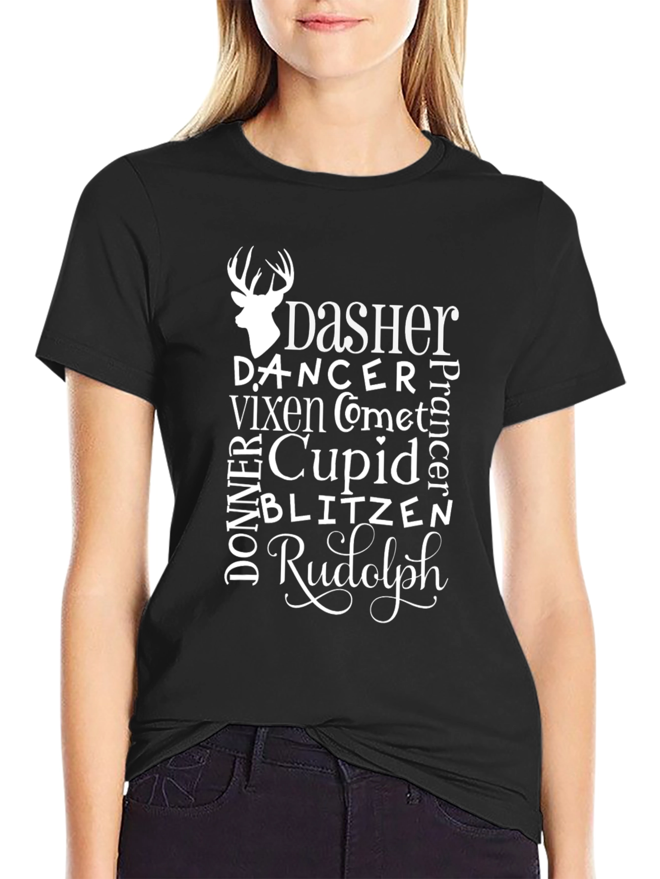 Reindeer Names Christmas T-Shirt - Holiday Apparel
