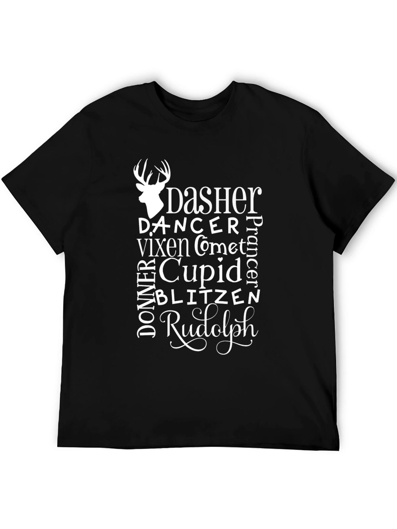 Reindeer Names Christmas T-Shirt - Holiday Apparel