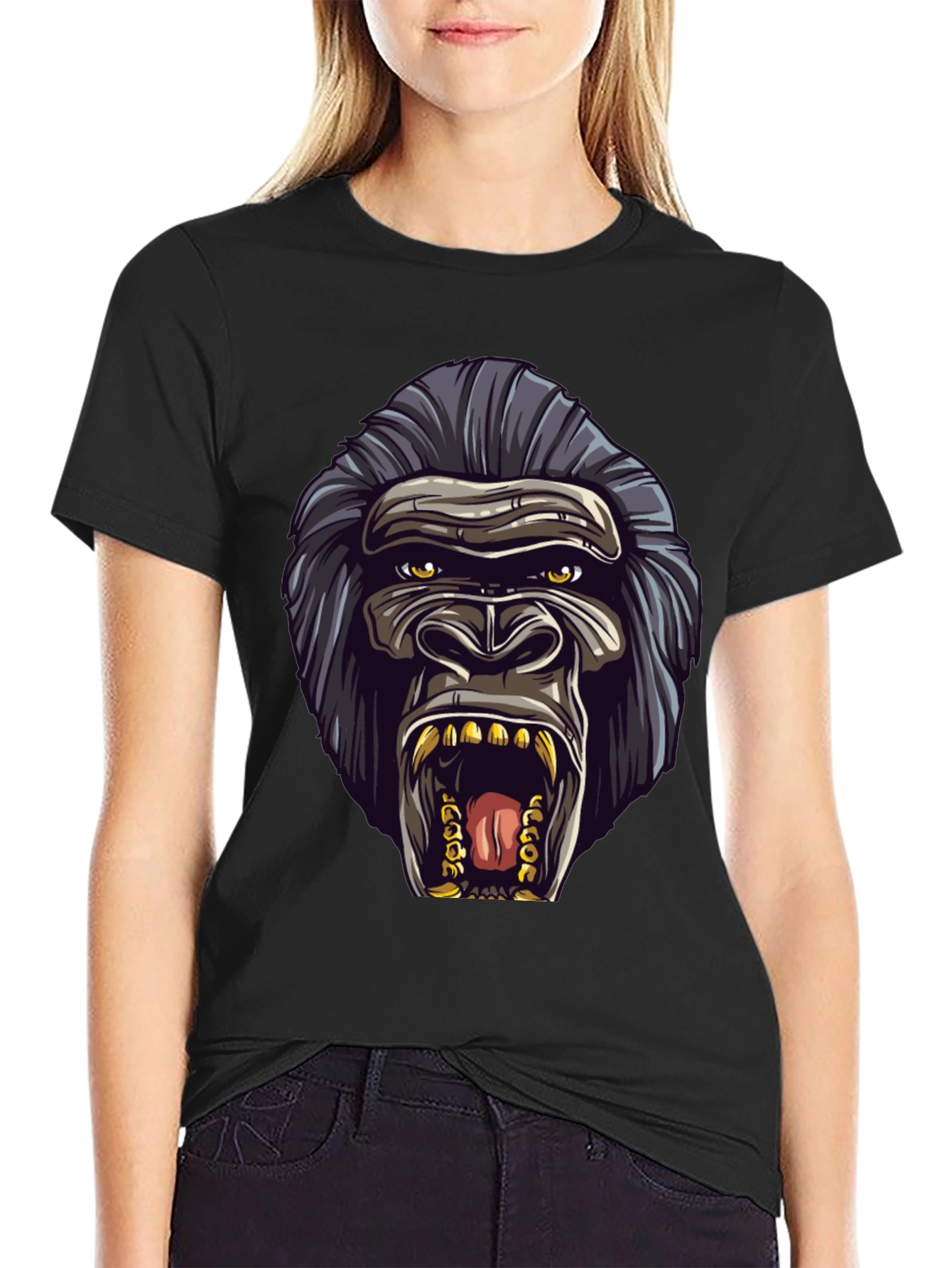 Gorilla Graphic Black T-Shirt - Bold Animal Design