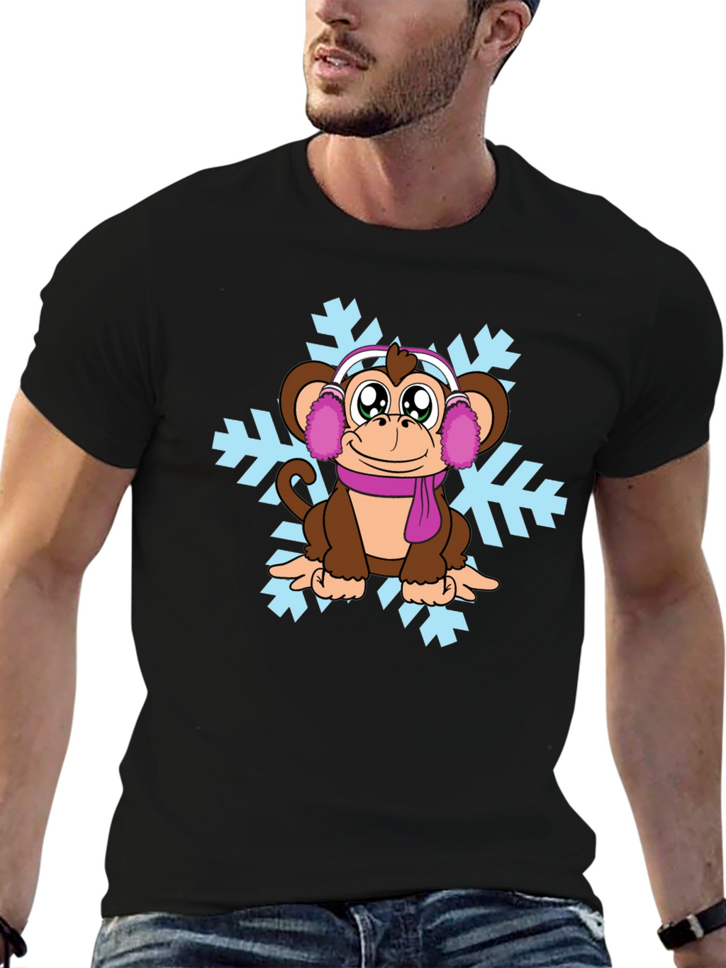 Cute Monkey Winter T-Shirt