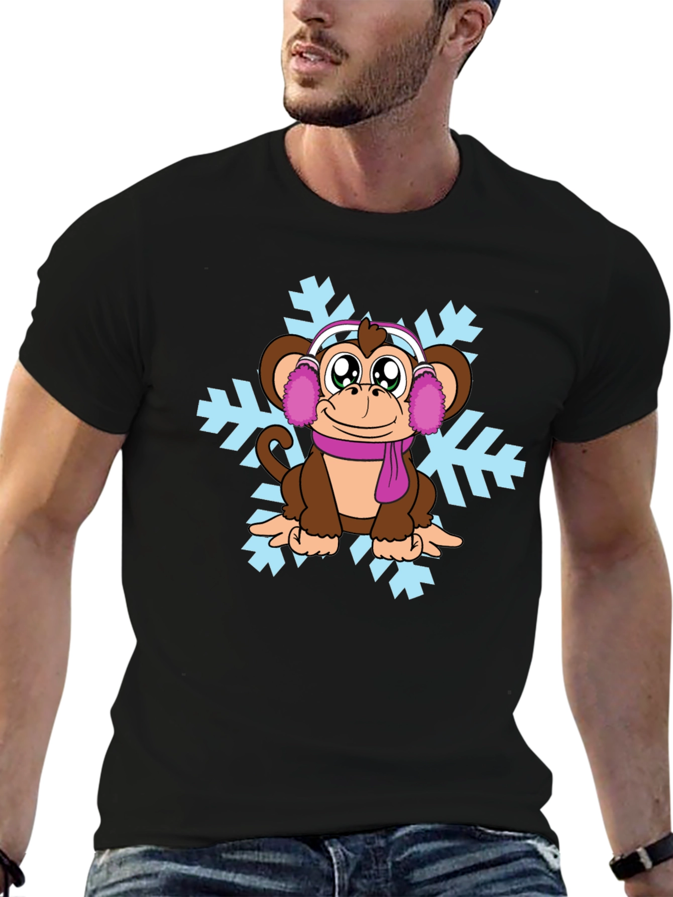 Cute Monkey Winter T-Shirt
