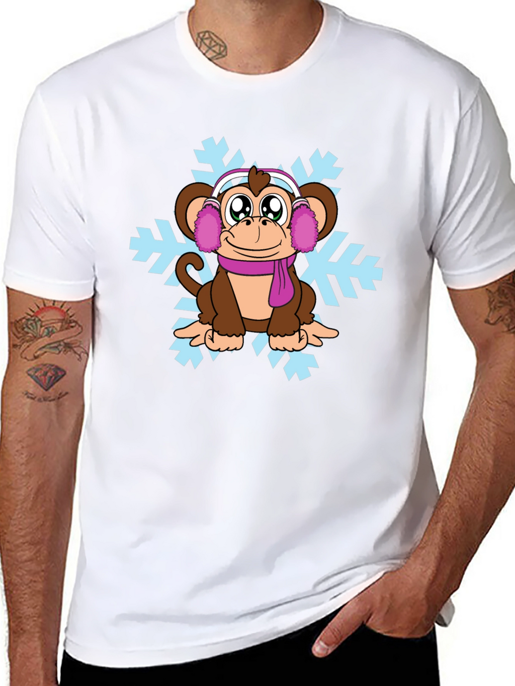 Cute Monkey Winter T-Shirt