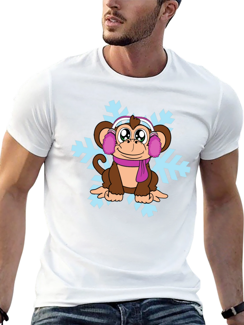 Cute Monkey Winter T-Shirt