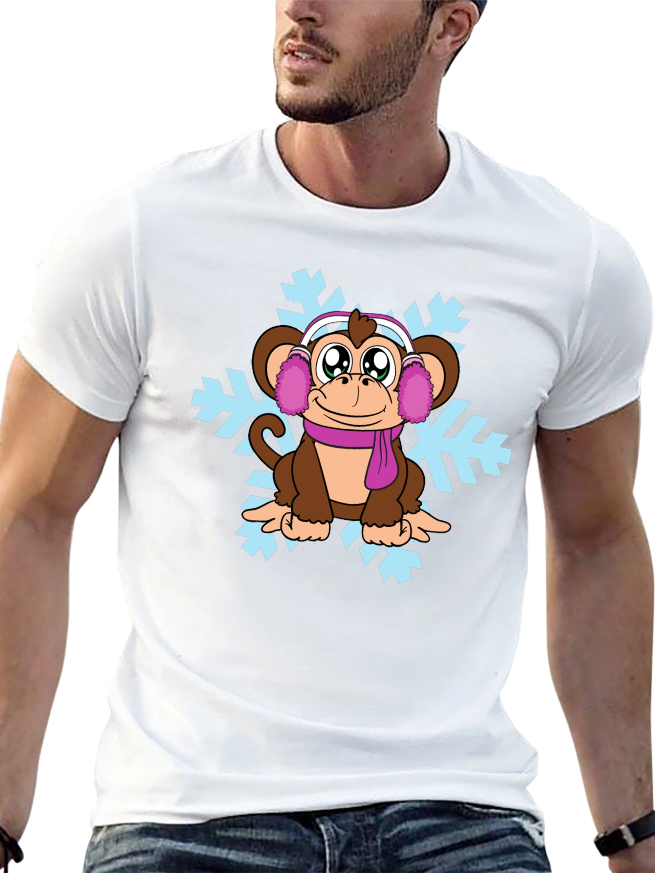 Cute Monkey Winter T-Shirt