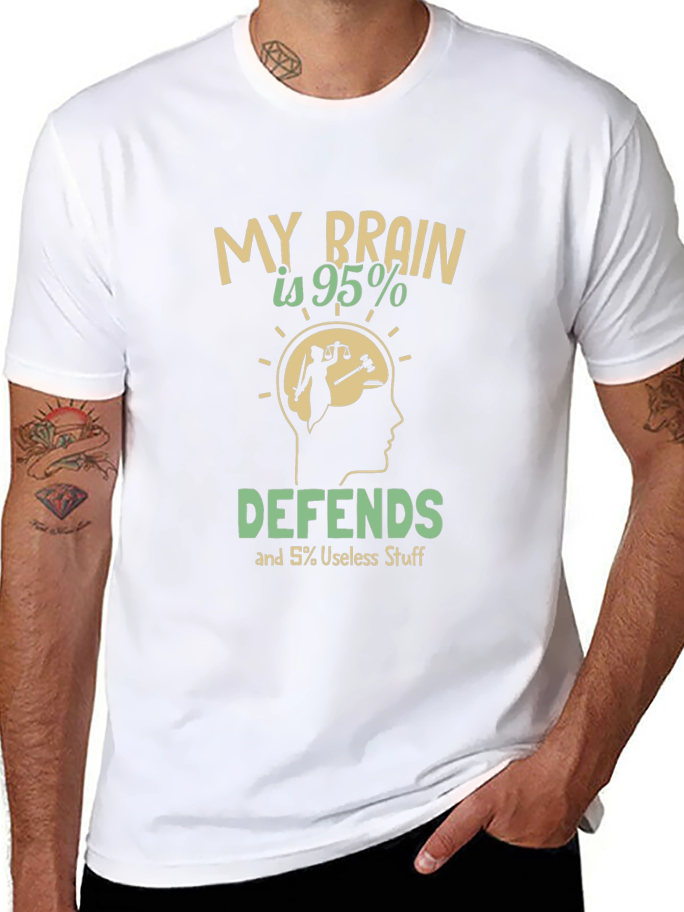 My Brain Defends T-Shirt: Humorous Lawyer Tee