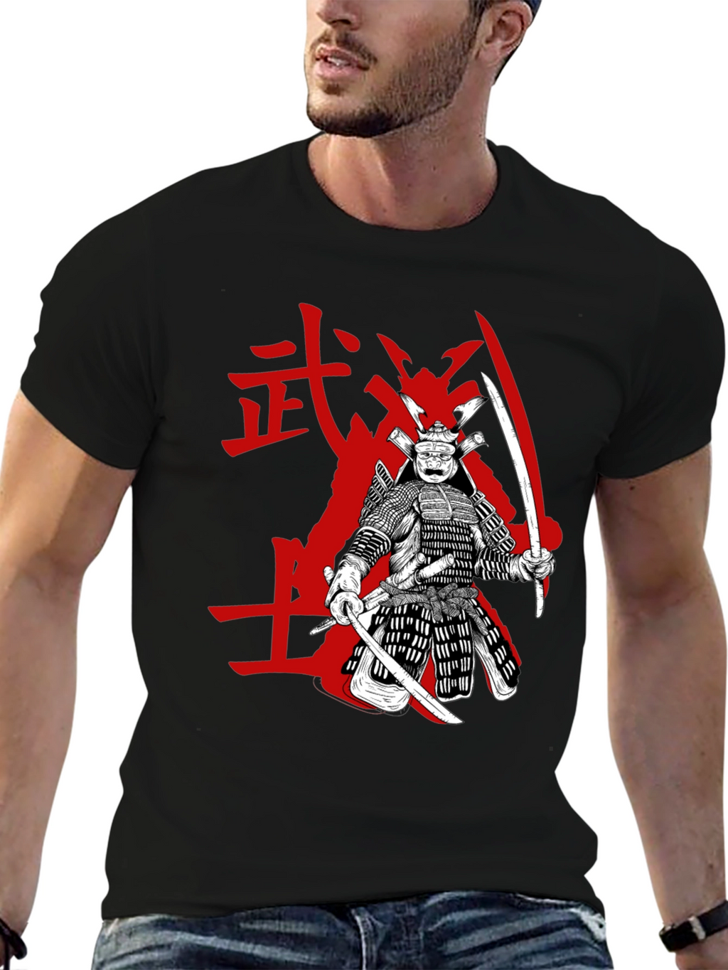Samurai Graphic Tee - Black Cotton Blend