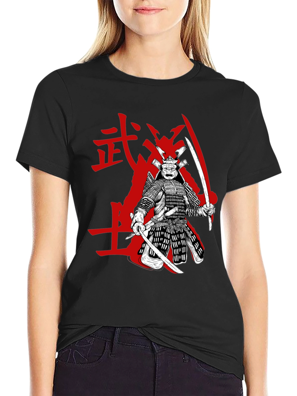Samurai Graphic Tee - Black Cotton Blend