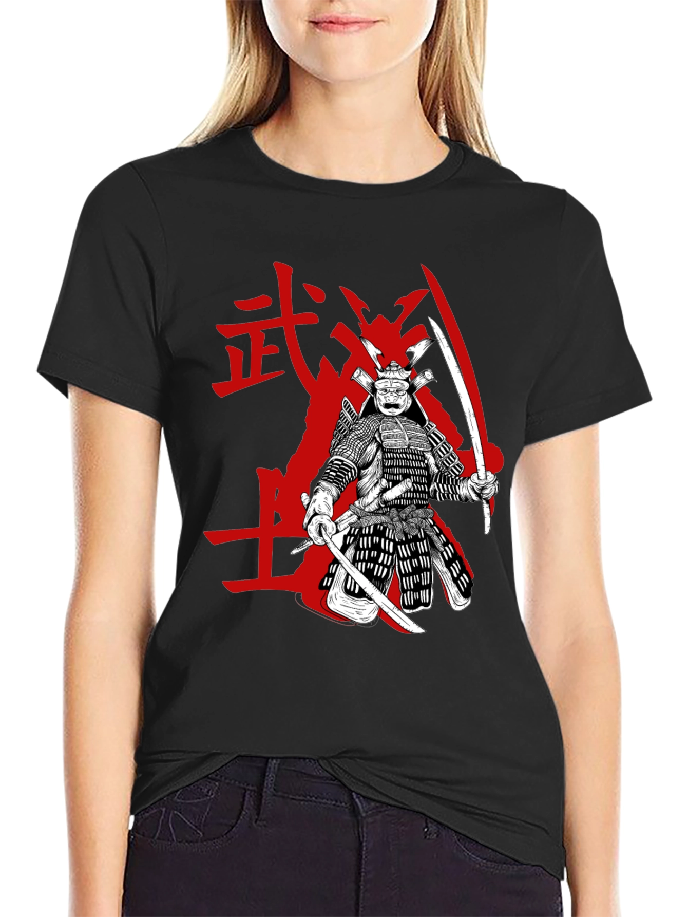 Samurai Graphic Tee - Black Cotton Blend