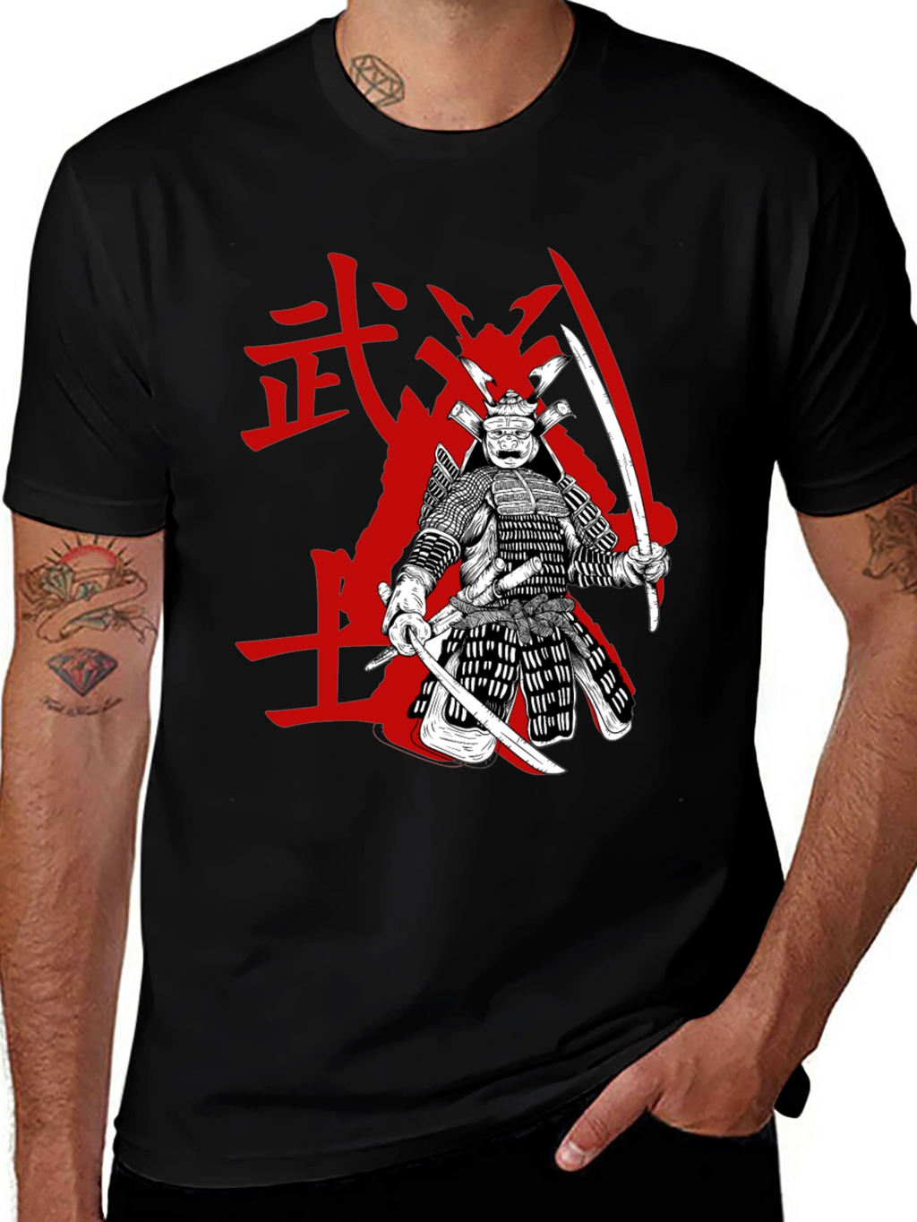 Samurai Graphic Tee - Black Cotton Blend