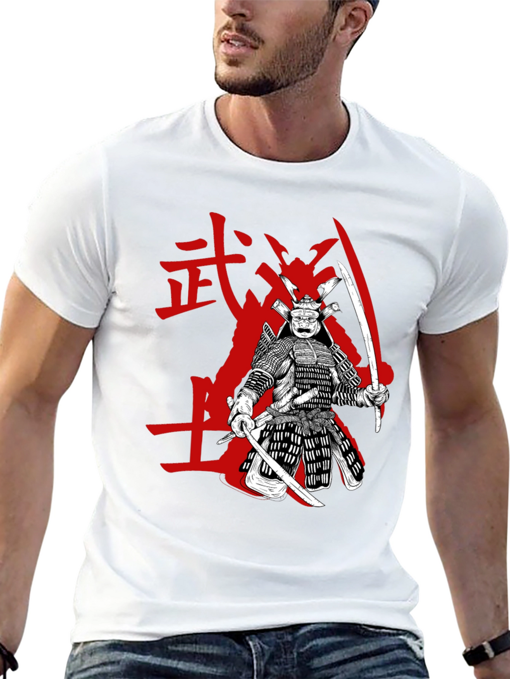Samurai Graphic Tee - Black Cotton Blend