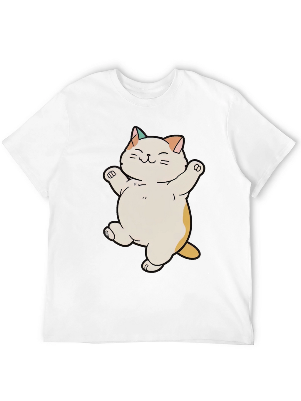 Cute Cat Cartoon Black T-Shirt