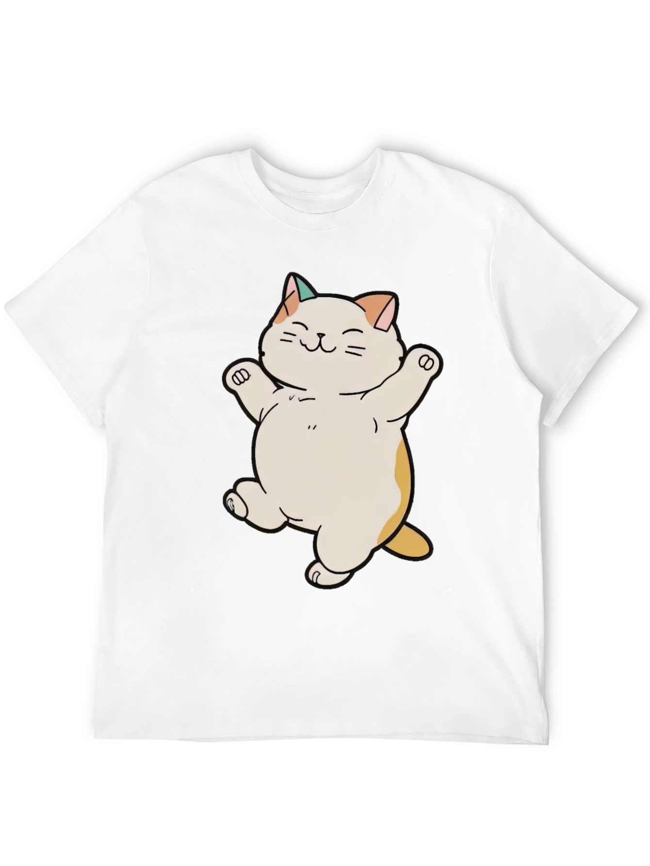 Cute Cat Cartoon Black T-Shirt