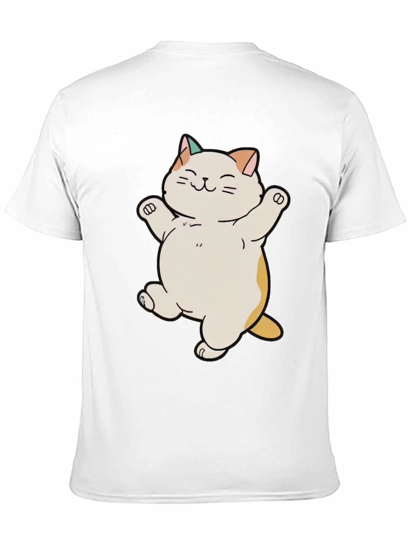 Cute Cat Cartoon Black T-Shirt