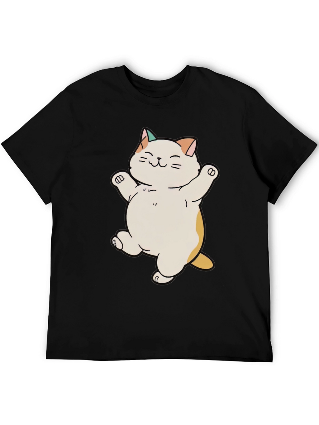 Cute Cat Cartoon Black T-Shirt