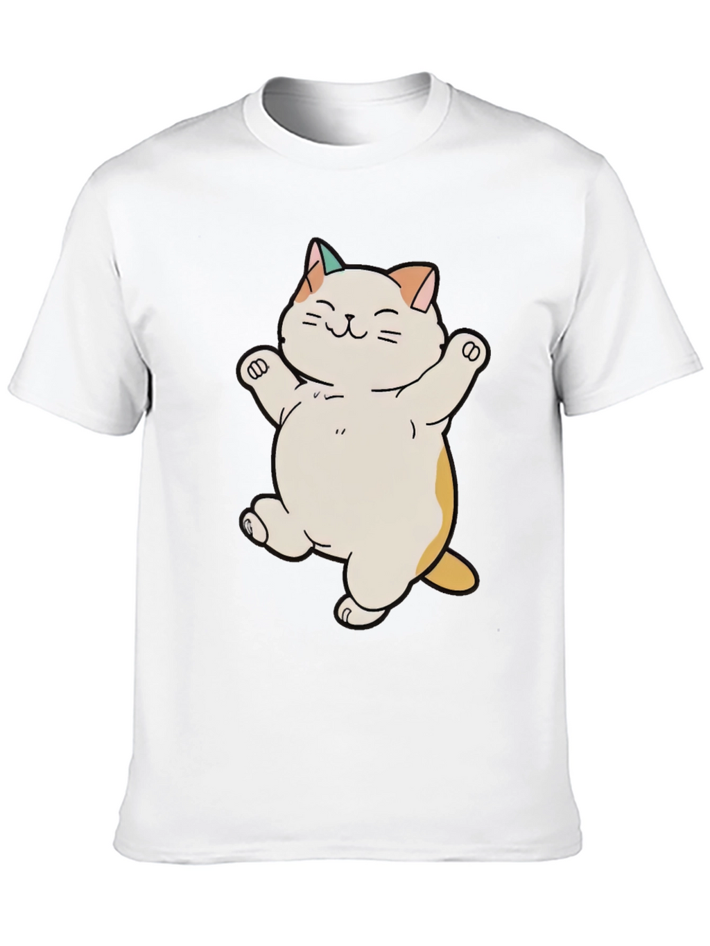 Cute Cat Cartoon Black T-Shirt
