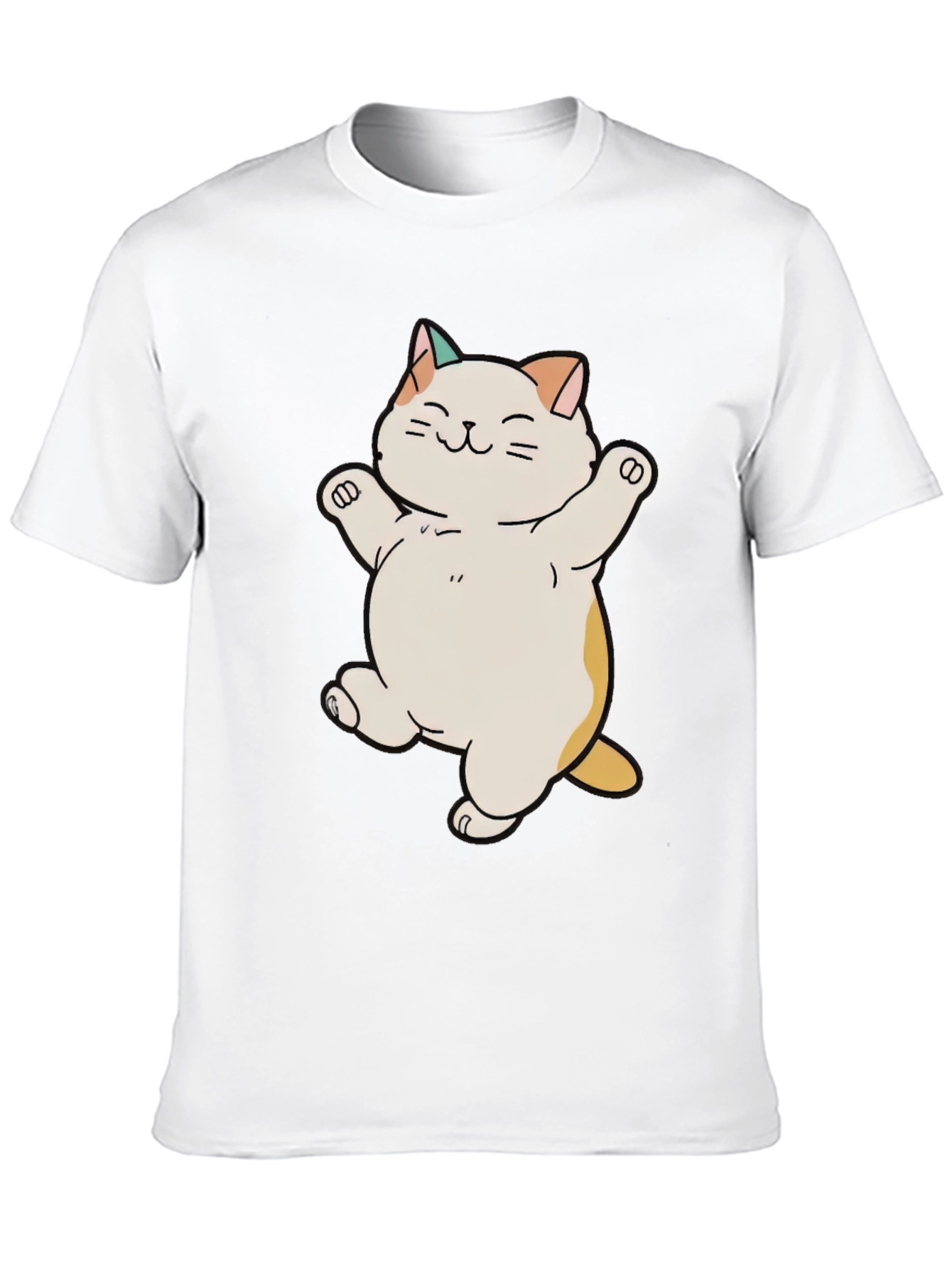 Cute Cat Cartoon Black T-Shirt