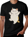 Cute Cat Cartoon Black T-Shirt