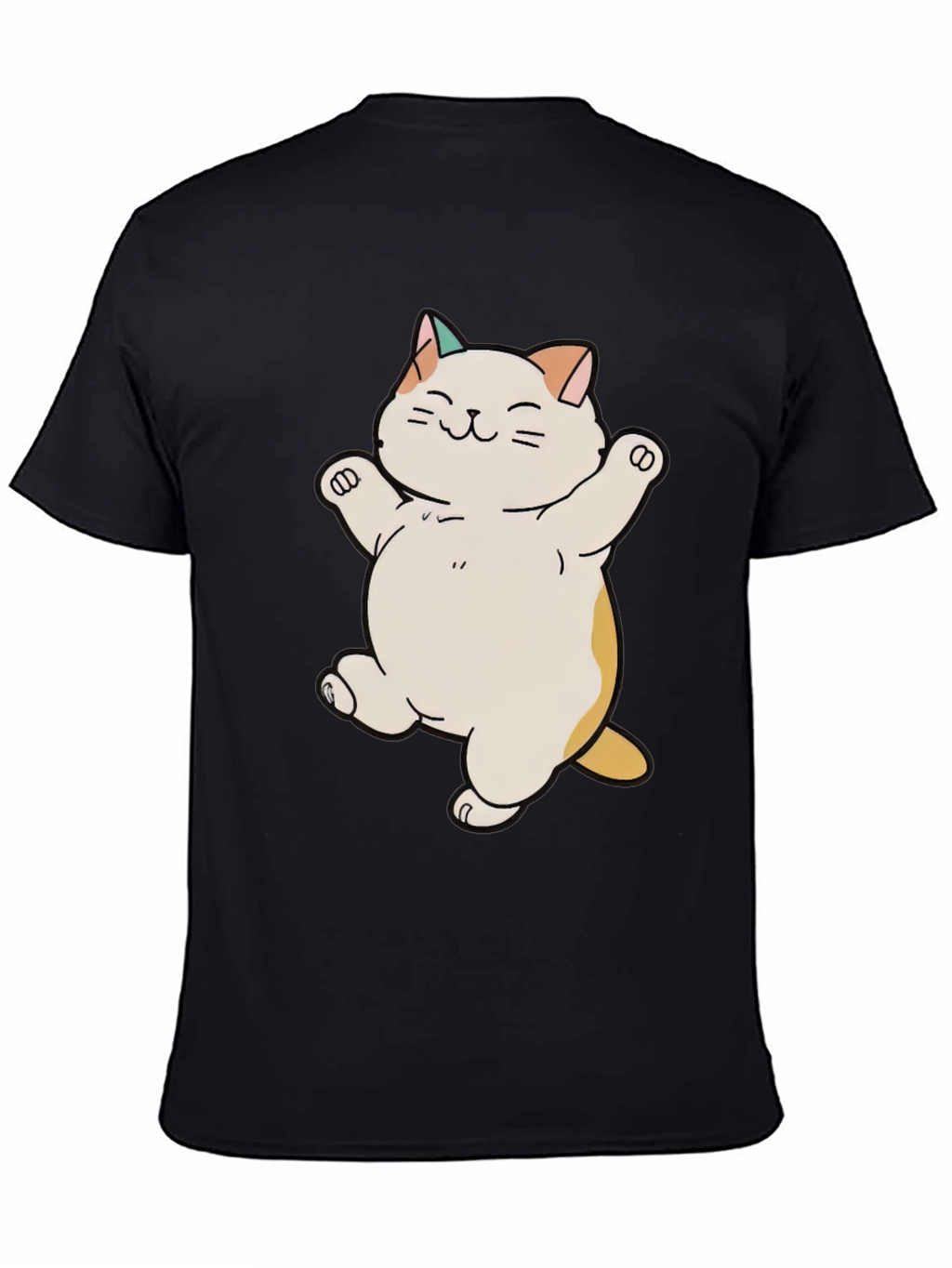 Cute Cat Cartoon Black T-Shirt