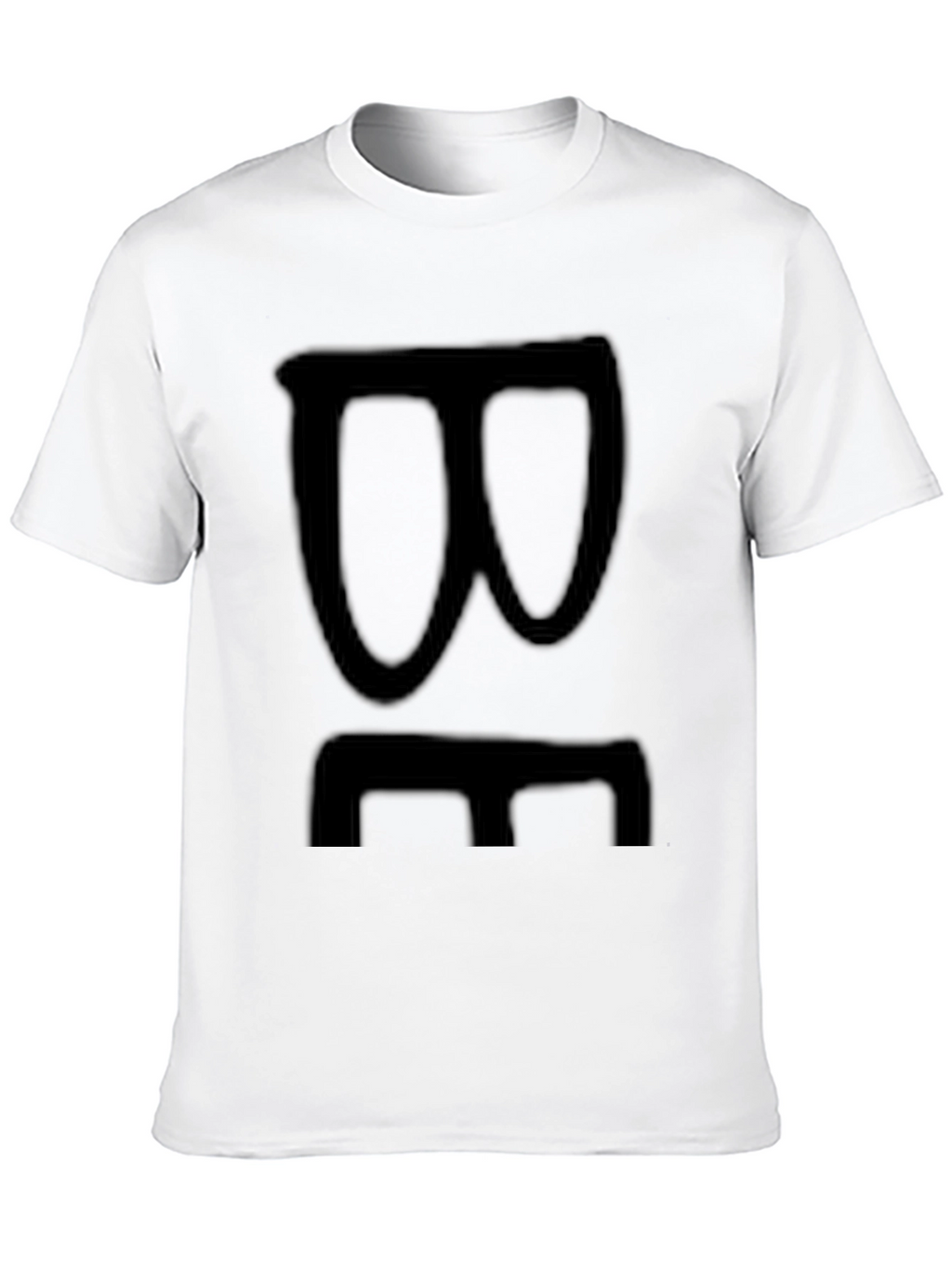 Black Graphic Tee with Abstract Face Design