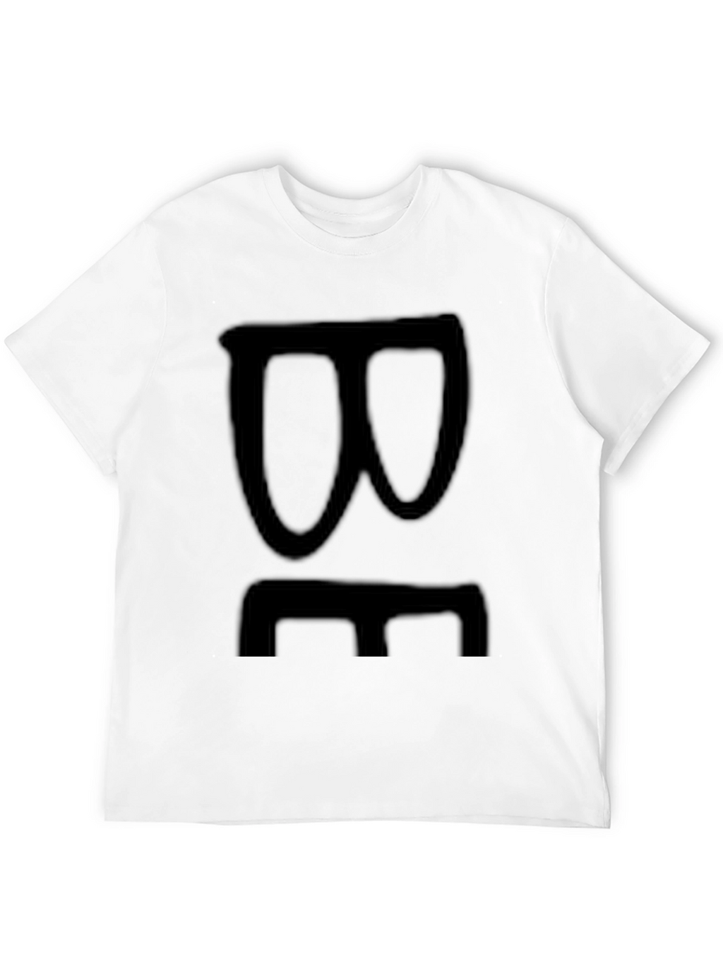 Black Graphic Tee with Abstract Face Design