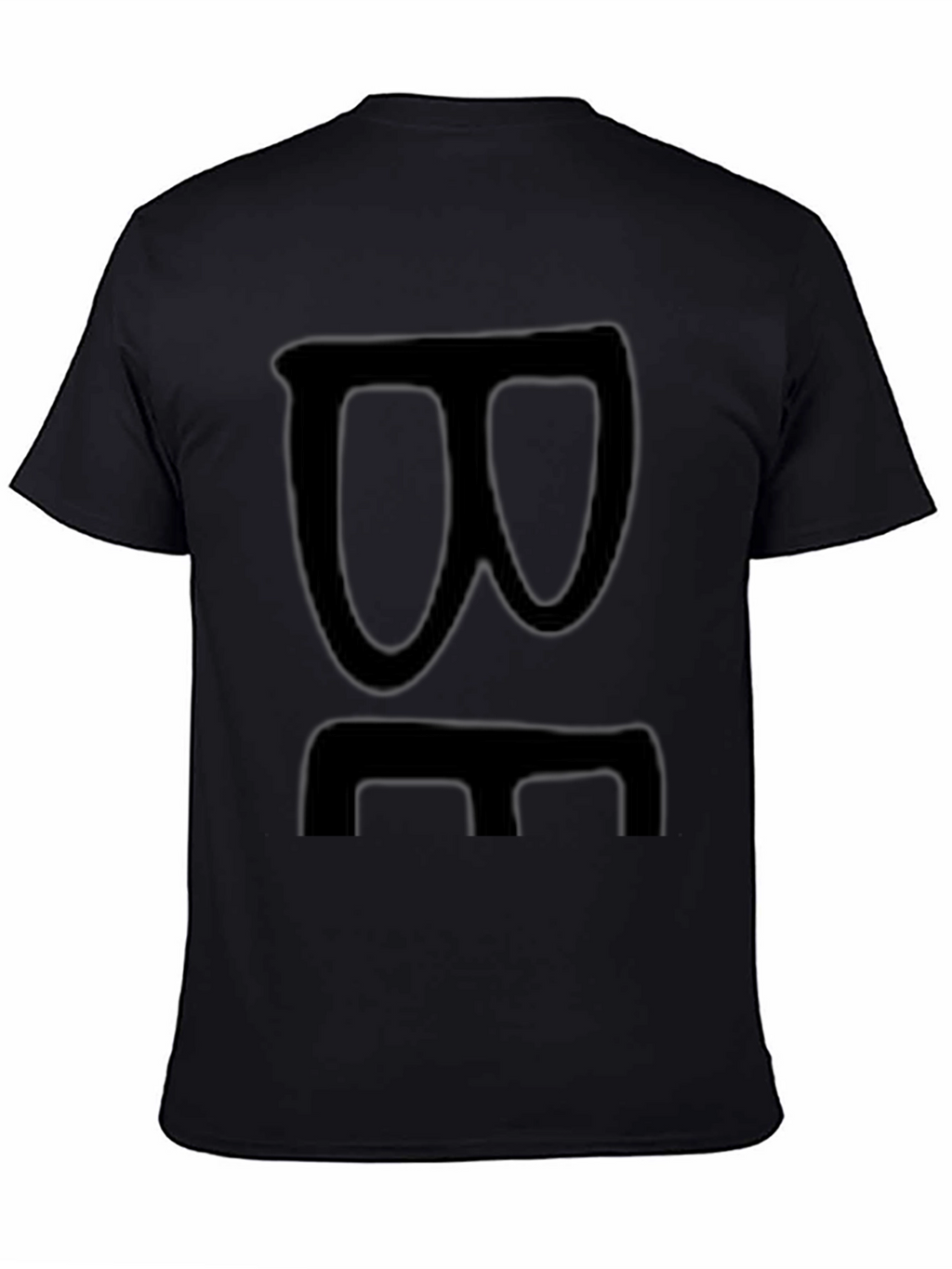 Black Graphic Tee with Abstract Face Design