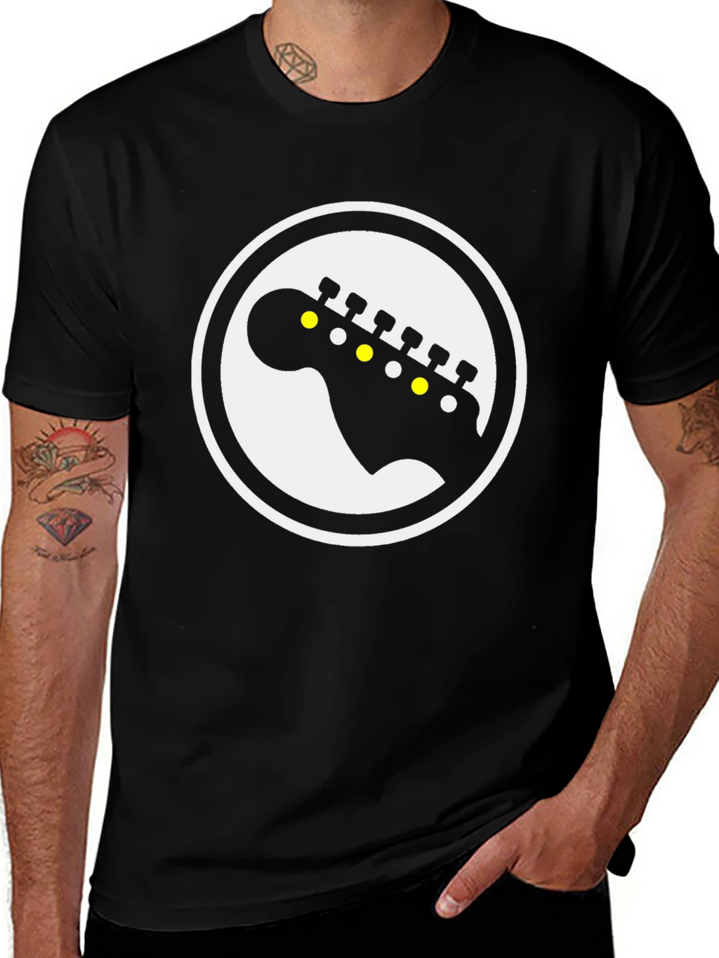 Guitar Headstock Graphic Tee - Black