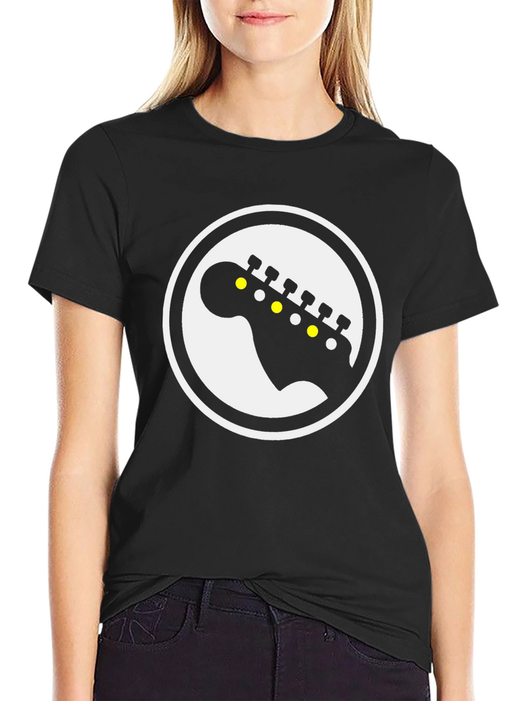 Guitar Headstock Graphic Tee - Black