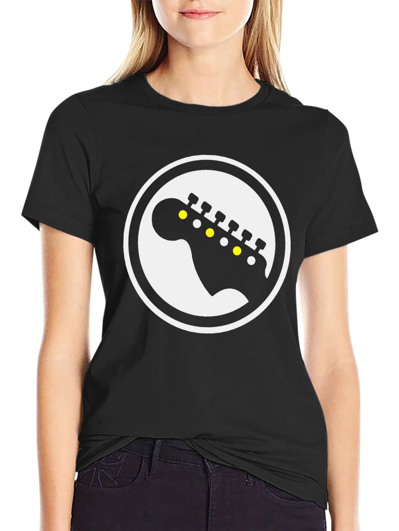 Guitar Headstock Graphic Tee - Black