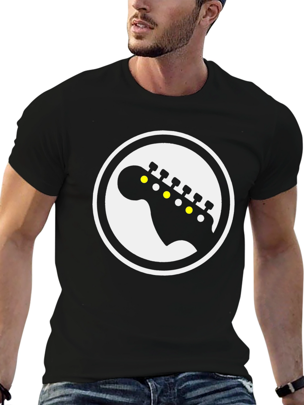 Guitar Headstock Graphic Tee - Black