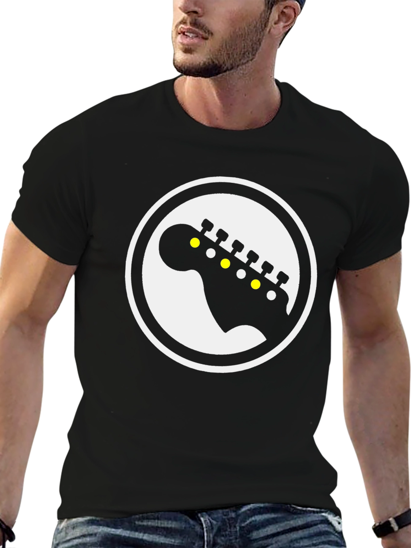 Guitar Headstock Graphic Tee - Black