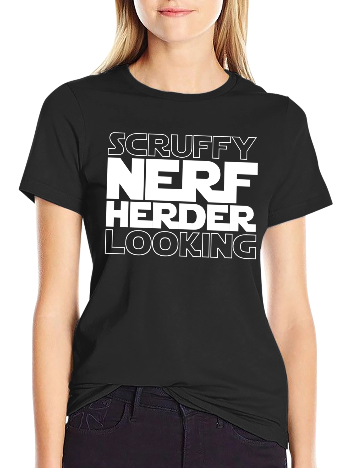 Scruffy Nerf Herder Looking Black T-Shirt
