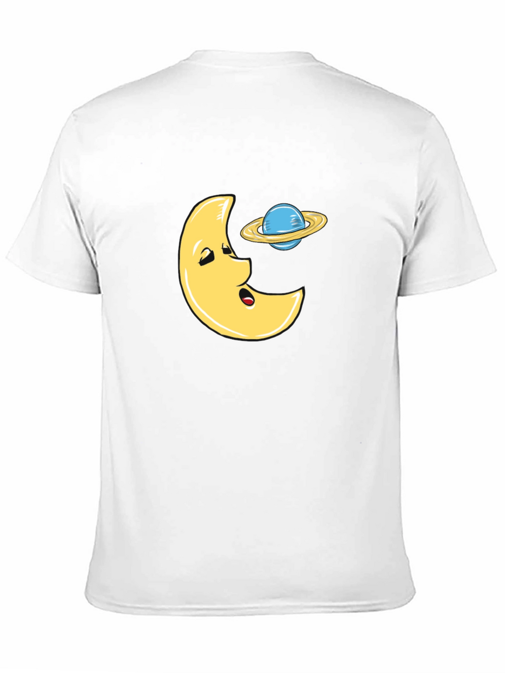 Funny Moon and Planet Black T-Shirt
