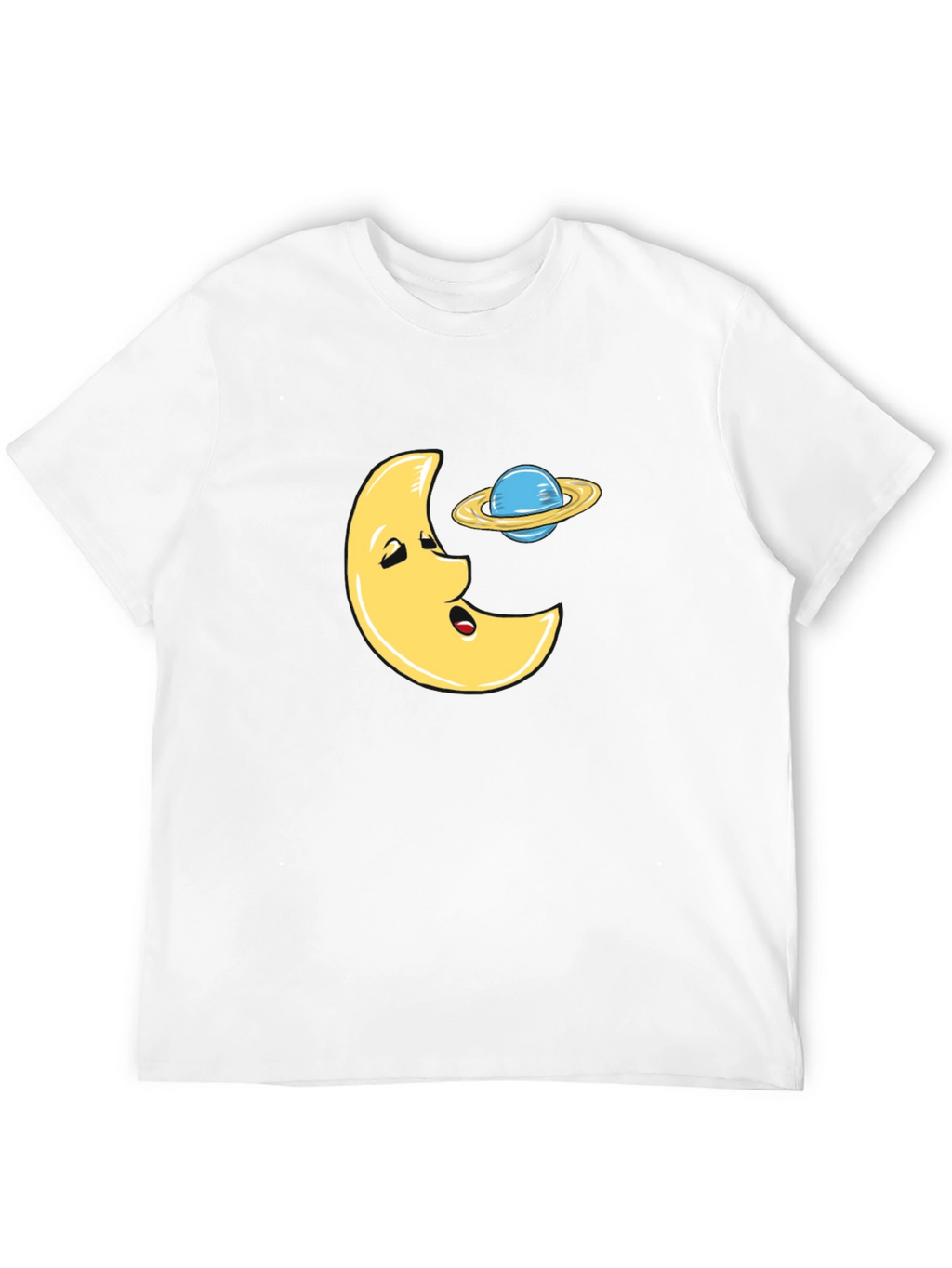 Funny Moon and Planet Black T-Shirt