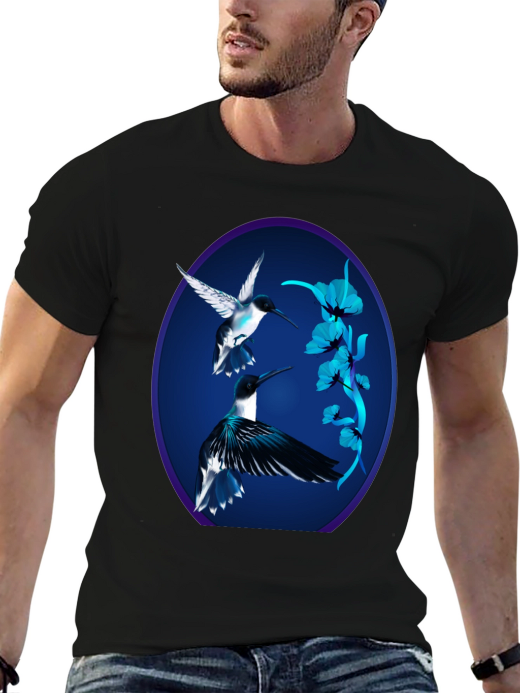 Hummingbird Graphic Black Tee