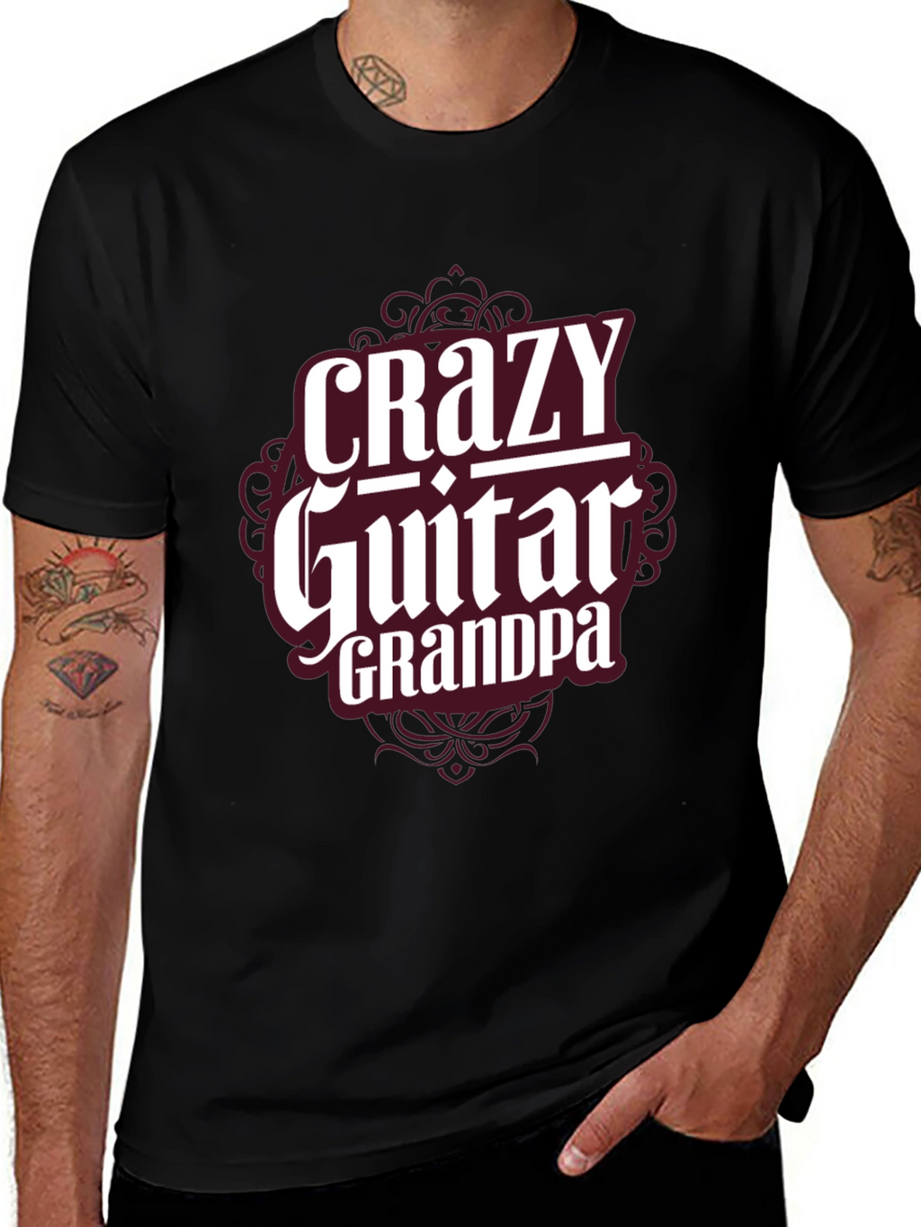 Crazy Guitar Grandpa T-Shirt - Musician Grandfather Tee