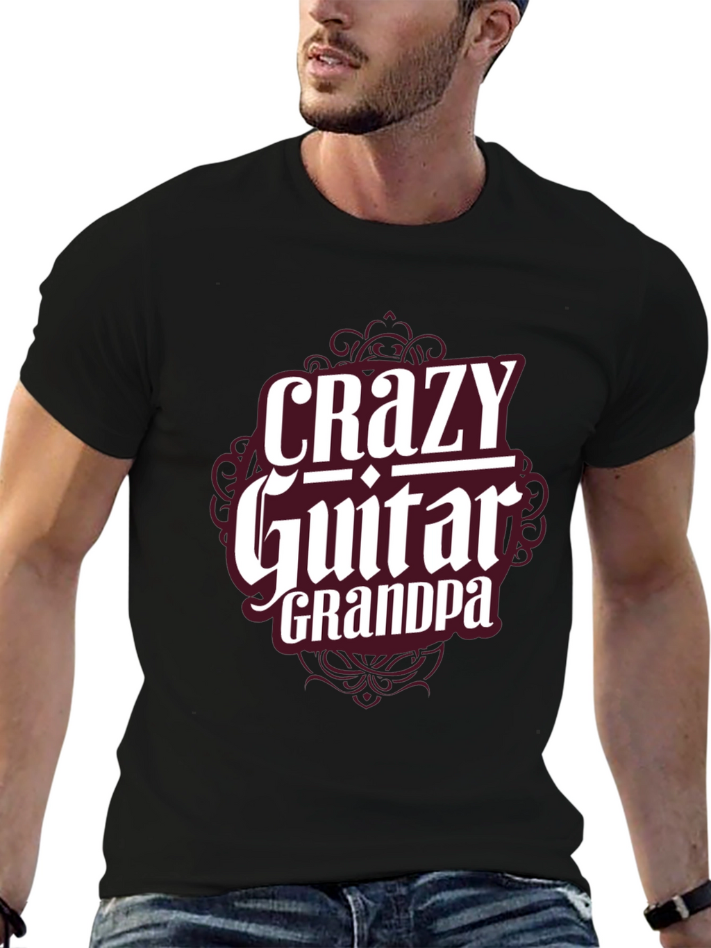 Crazy Guitar Grandpa T-Shirt - Musician Grandfather Tee