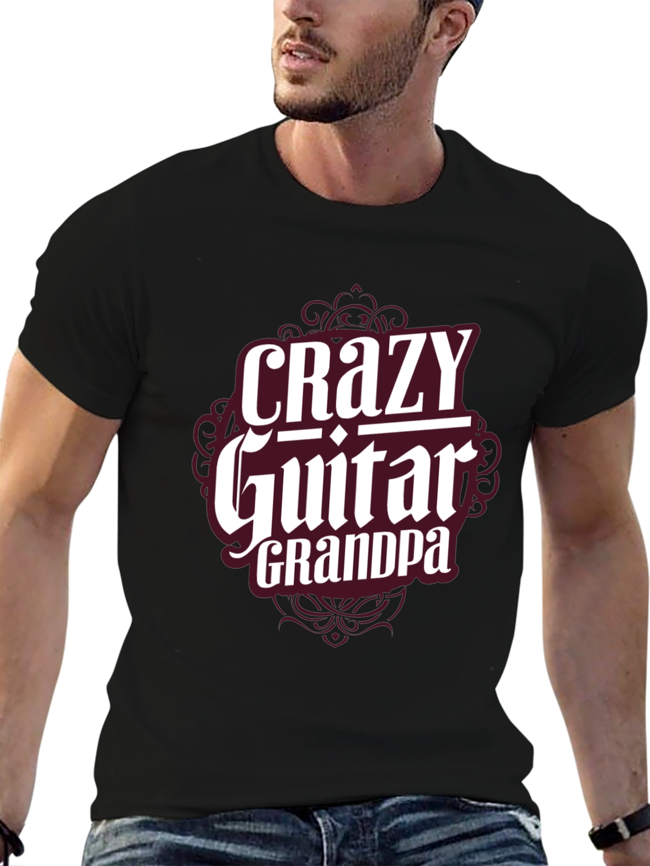 Crazy Guitar Grandpa T-Shirt - Musician Grandfather Tee