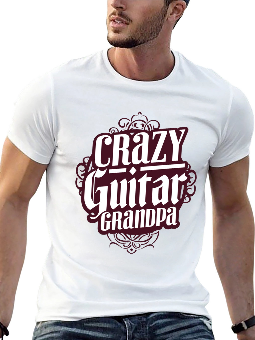 Crazy Guitar Grandpa T-Shirt - Musician Grandfather Tee