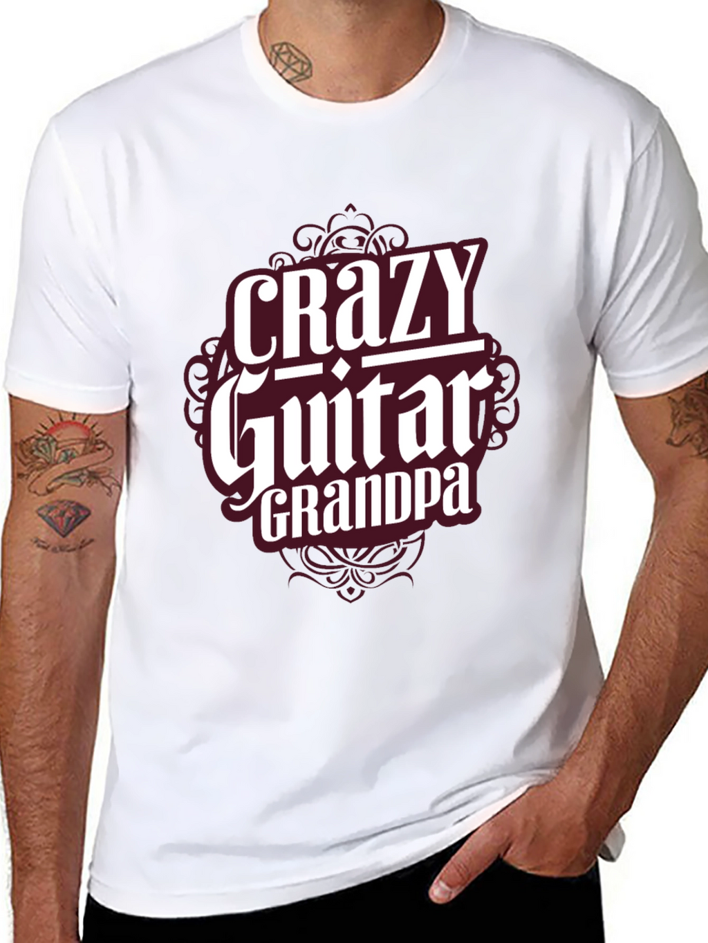 Crazy Guitar Grandpa T-Shirt - Musician Grandfather Tee